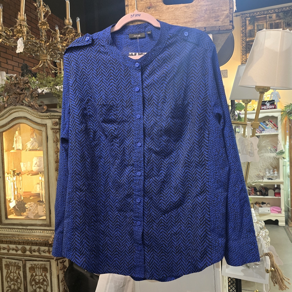 Apt. 9 Blue and Black Patterned Shirt